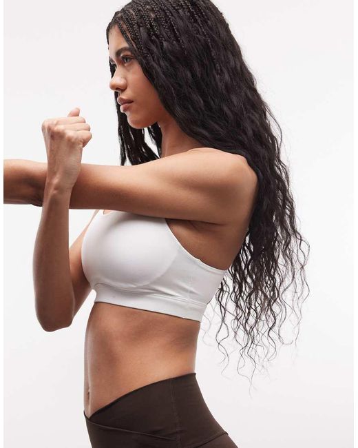 Adidas Originals White Adidas Training Optime Essentials High Support Sports Bra