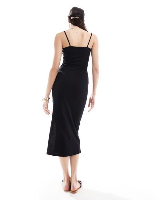 New Look Black Strappy Jersey Midi Dress