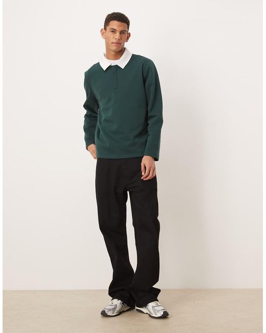ASOS Green Polo Sweashirt With Contrast Collar for men