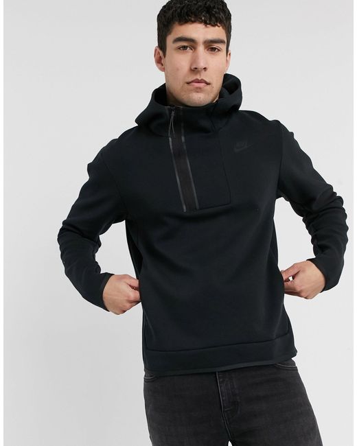 Sudadera negra con capucha y media cremallera tech fleece Nike de hombre de color Black