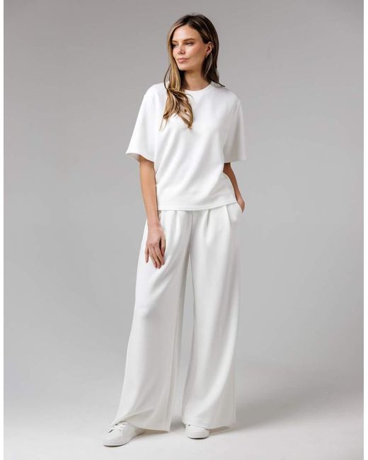 French Connection Gray Luxe Wide Leg Draped Trouser