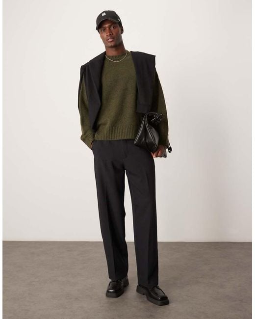 ASOS Green Super Oversized Boxy Fit Fluffy Knitted Jumper for men