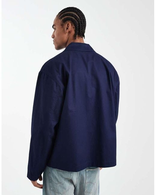 ASOS Blue Oversized Worker Jacket for men