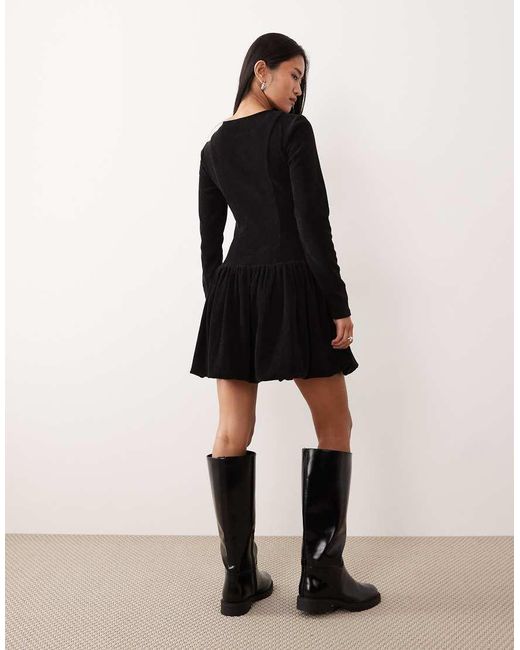 ASOS Black Cord Dropped Waist Bubble Hem Mini