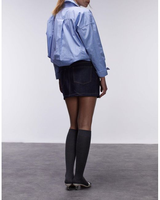 TOPSHOP Blue Denim Mini Pelmet Skirt