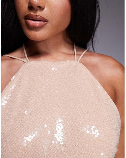 Mango Gray Racer Sequin Midaxi Dress