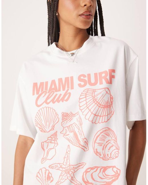 ASOS White Oversized T-shirt With Miami Shell Graphic