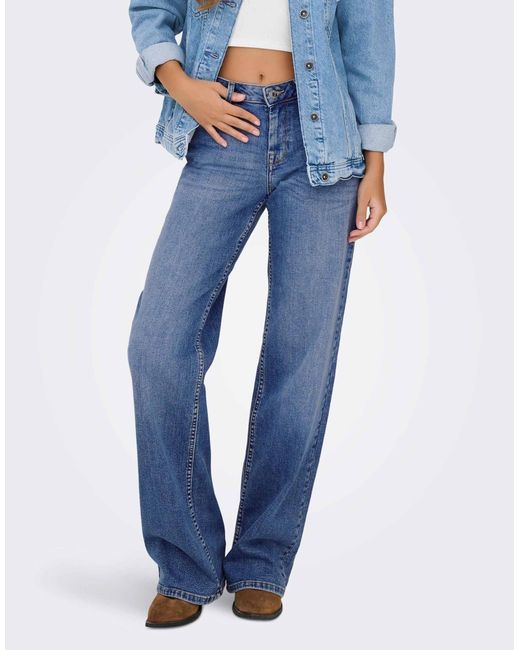 Julles - jean droit taille basse - moyen ONLY en coloris Blue