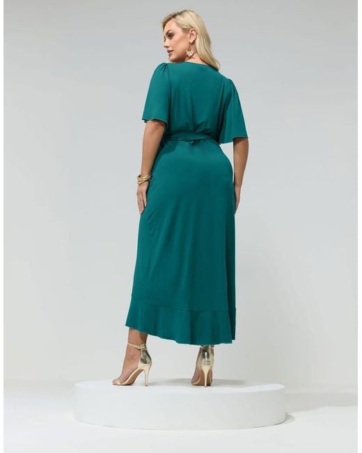 Yours Clothing Blue Ruffle Hem Wrap Dress