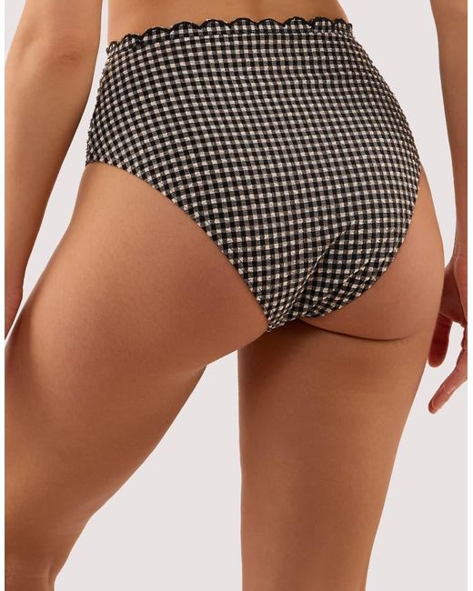 Peek & Beau Black Margot Gingham Scallop Trim High Waist Bikini Briefs