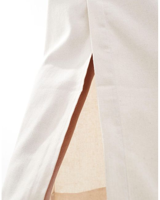 Pimkie White Linen Mix Tailored Column Maxi Skirt