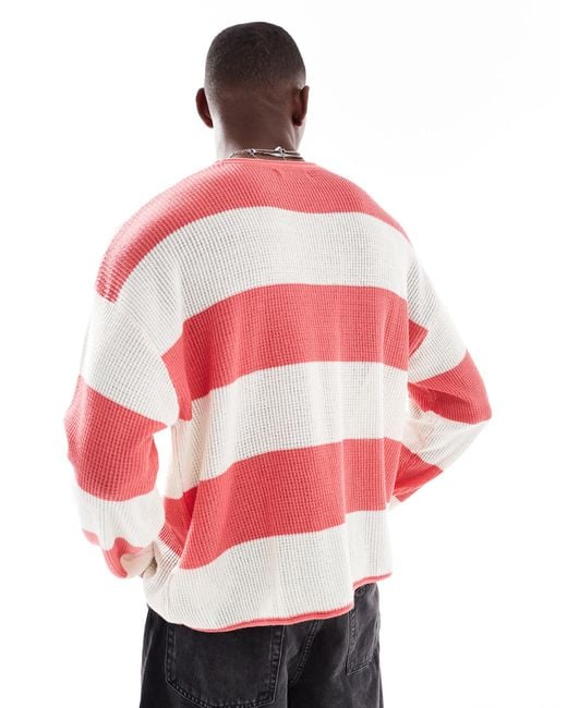 Cotton On Red Relaxed Long Sleeve Knit Jumper for men