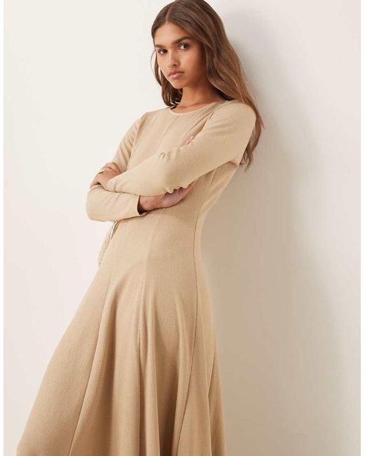 Ghospell Natural Kimberley Knit Midi Dress