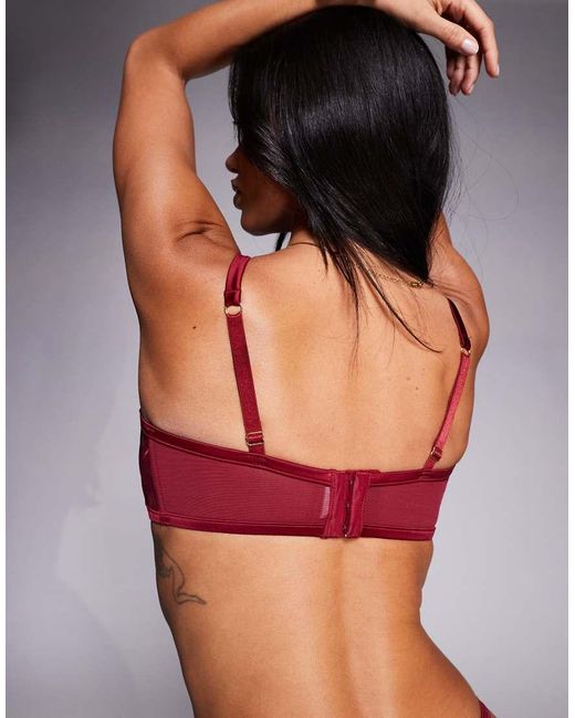 ASOS Red Fuller Bust Birdie Lace & Mesh Underwire Balcony With Satin Binding And Hardware Details