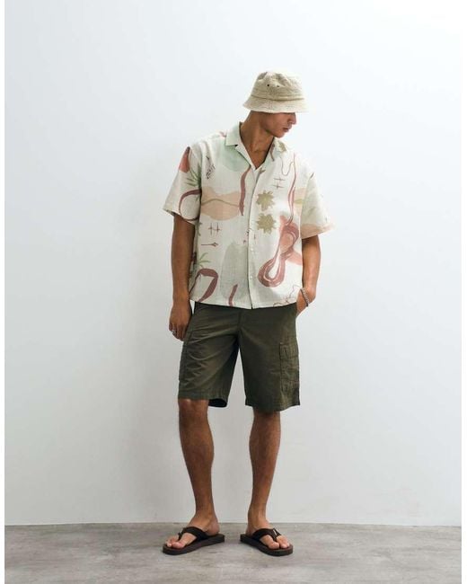 ASOS White Oversized Shirt With Abstract Print for men