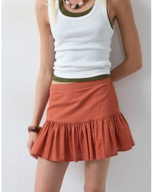 ASOS White Drop Waist Linen Look Mini Skort