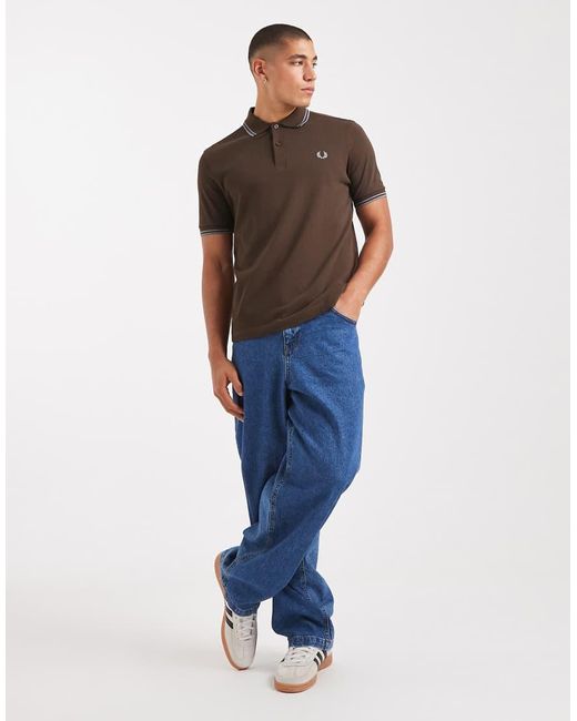 Fred Perry Brown Twin Tipped Polo for men