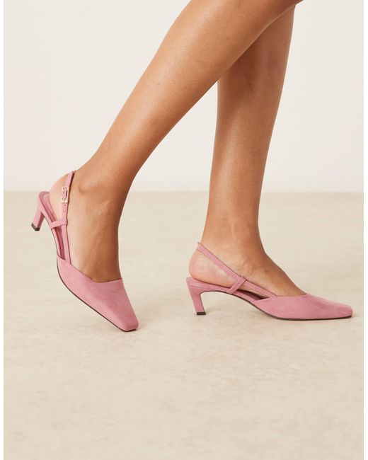 ASOS Pink Shadow Chisel Toe Slingback Mid Heel Shoes