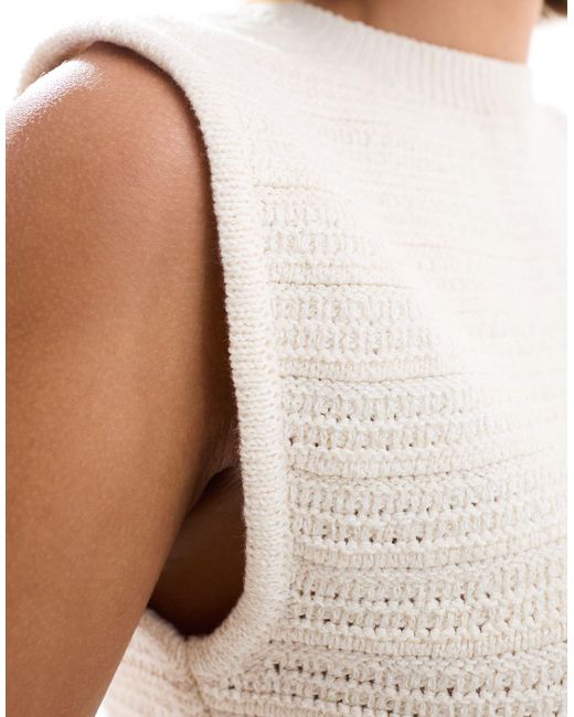 ASOS White Knitted Boxy Tank With Stitch Detail