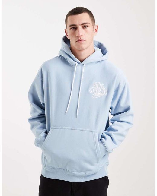 Nike Blue Solo Swoosh Graphic Back Print Hoodie for men