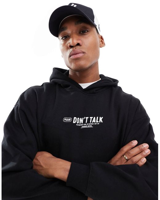 Pull&Bear - T-shirt oversize à imprimé graphique - Noir