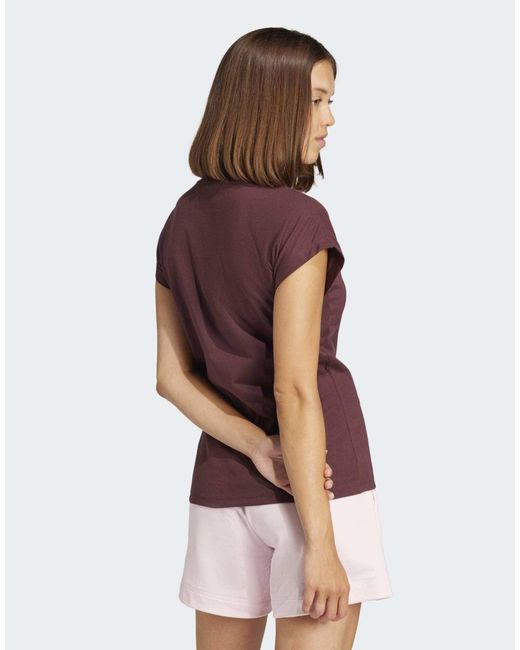Adidas Originals Purple – essentials – linear – baumwoll-t-shirt n aurora ruby / braun