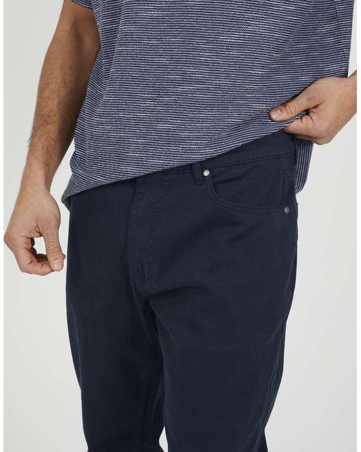 Brave Soul Blue Cotton Twill Chino Trousers for men