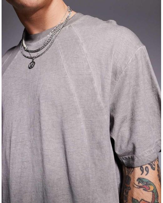 Bershka Gray Distressed Co-ord T-shirt for men