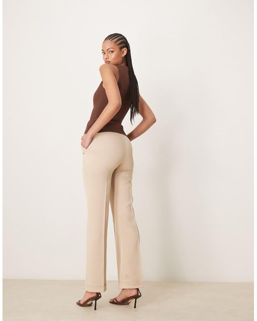 ASOS Brown Tall Tailored Slim Straight Trousers With Belt