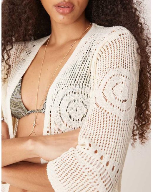Jdy Natural Crochet Beach Cover Up