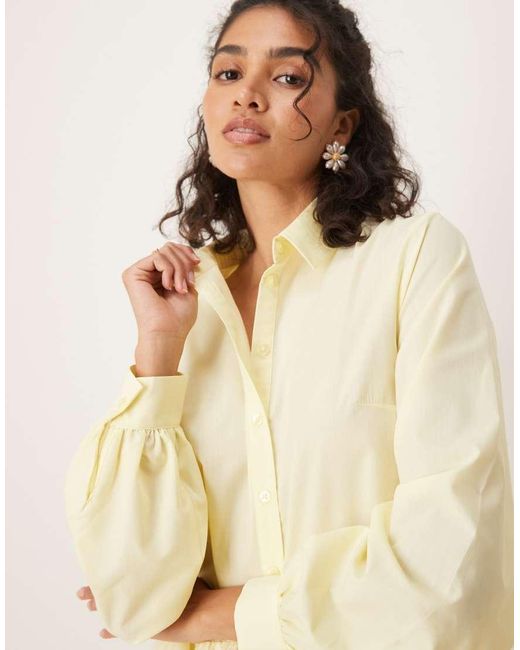 ASOS Natural Long Sleeve Pep Hem Shirt Dress
