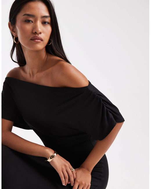 miss selfridge off the shoulder dress Miss Selfridge Off The Shoulder Maxi Dress in Black