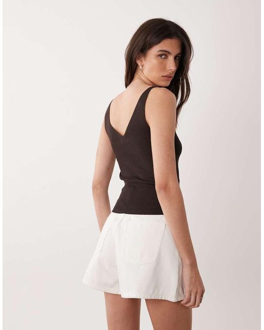 Jdy Brown V Neck Knitted Vest Top