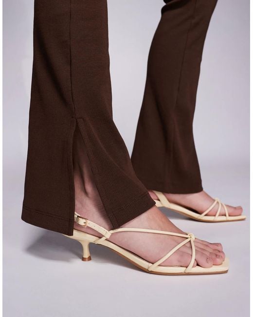 ASOS Brown Ribbed Split Hem Flare Trouser