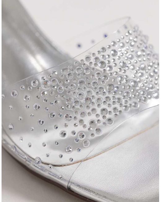 Kaiia White Exclusive 00s Clear Rhinestone Sphere Heeled Sandals