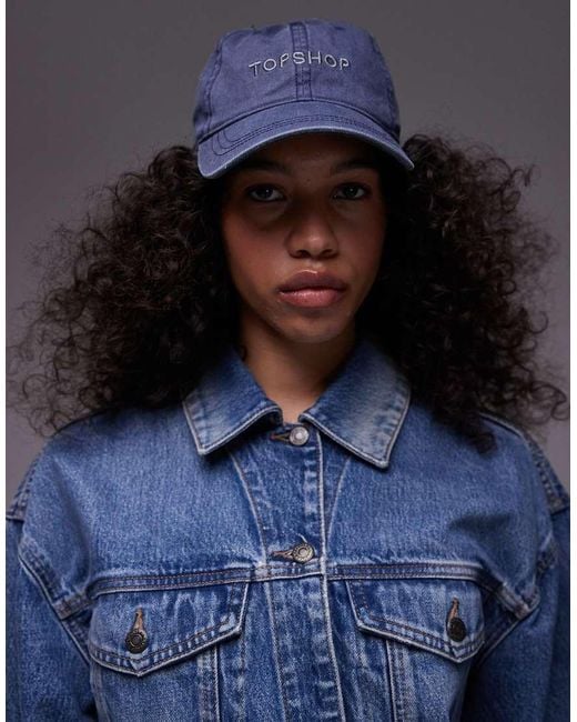 Giacca Di Jeans Oversize Medio di TOPSHOP in Blue