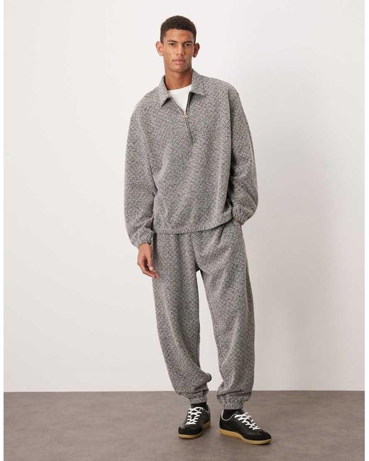 ASOS Gray Relaxed Drop Shoulder Quarter-zip Sweatshirt for men