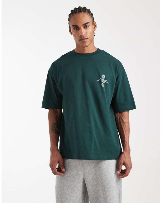 ASOS Green Oversized T-shirt With Celestial Graphic for men