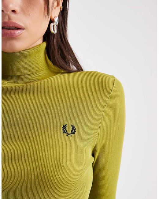 Fred Perry Green Roll Neck Jumper