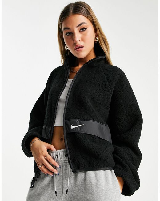 Nike Essential Sherpa Full-zip Jacket in Black - Lyst