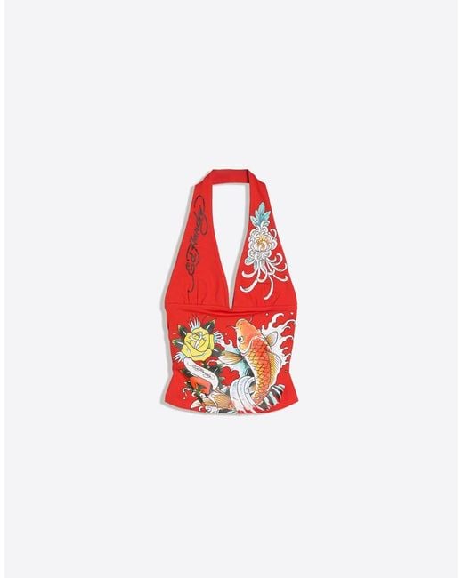 Bershka Red Ed Hardy Halter Top