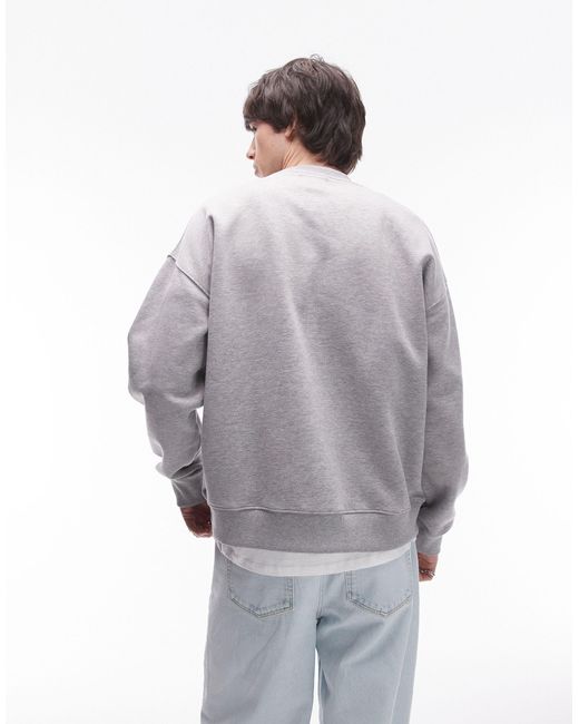 Topman Gray Oversized Fit Sweatshirt With Crow Print for men