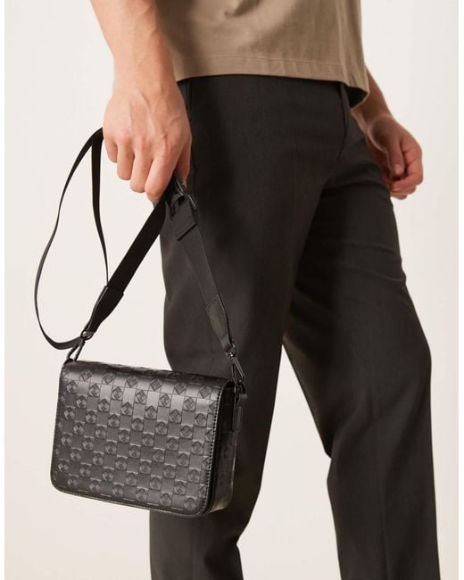 ASOS Natural Crossbody Bag With Monogram Emboss Detail for men