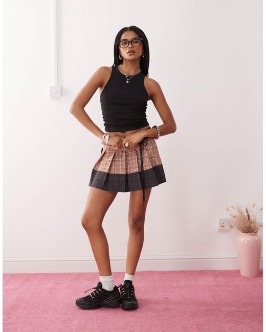 Collusion Gray Pleated Micro Skirt