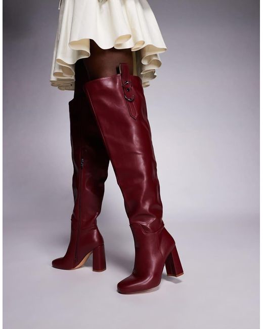 SIMMI Red Simmi London Harrieta Wide Fit Heeled Over The Knee Boots
