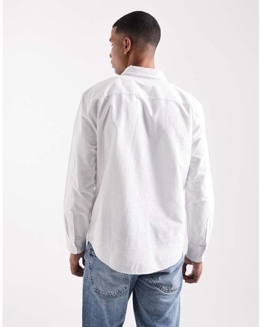 Levi's White Authentic Tonal Logo Button Down Relaxed Oxford Shirt for men