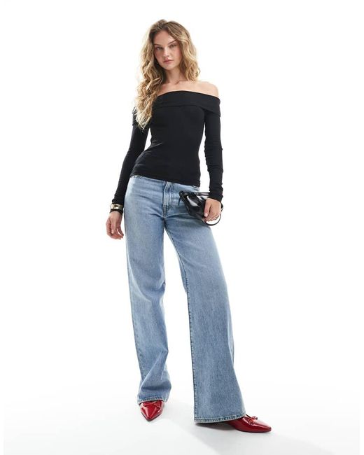 Brave Soul Black Fine Knit Off Shoulder Long Sleeve Top