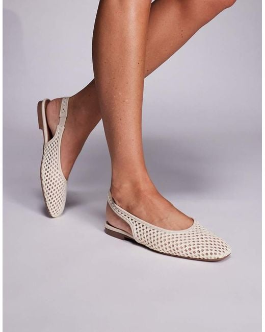 River Island White Crochet Slingback Ballet Flat