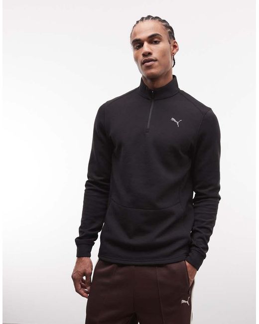 PUMA Blue Cloudspun Long Sleeve Quarter-Zip Training Top for men