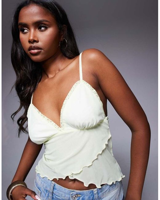 ASOS Cami Van Mesh Met Overslag Aan De Voorkant in het Multicolor